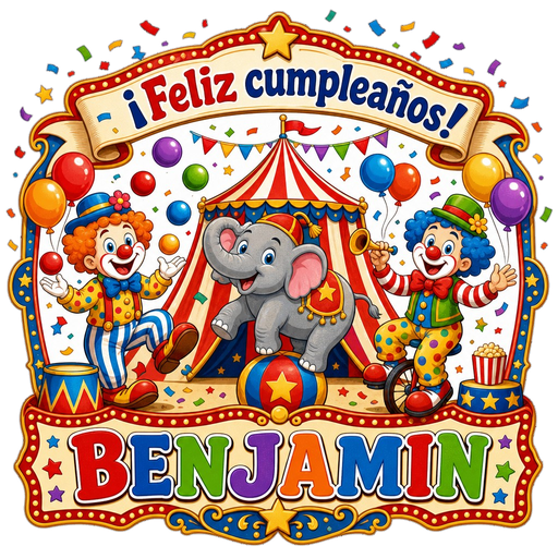 Segunda propuesta del diseño de cumpleaños con motivo de circo, generada con IA