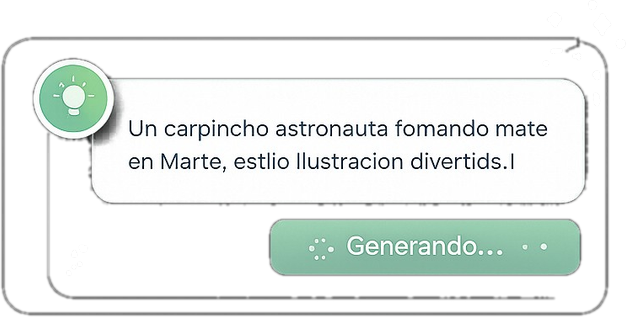 Idea escrita: un carpincho astronauta tomando mate en Marte